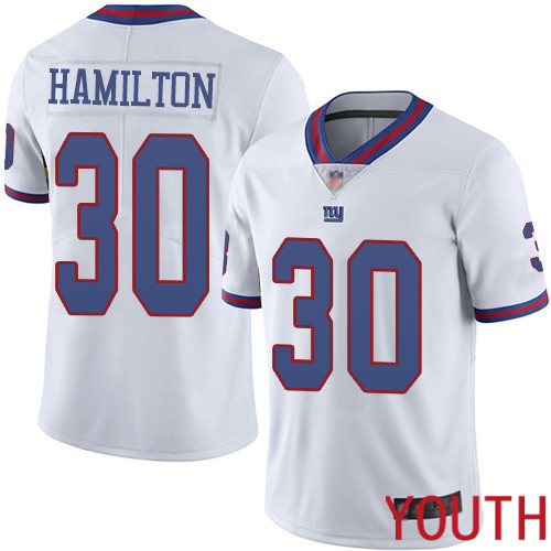 Youth New York Giants 30 Antonio Hamilton Limited White Rush Vapor Untouchable Football NFL Jersey